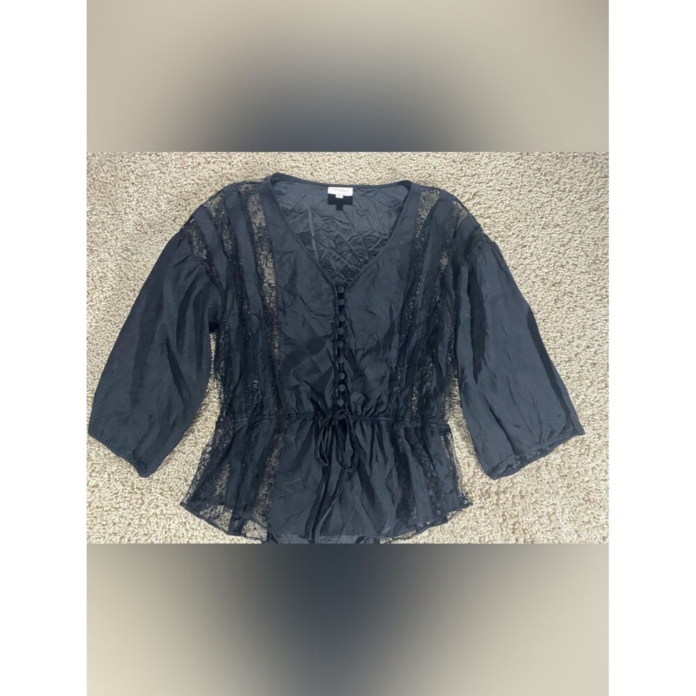 Parker Black Lace Peplum Blouse Top XS Whimsy Goth Witchy